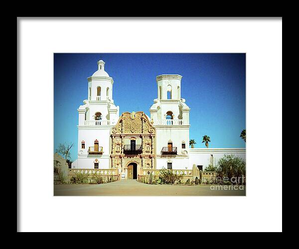 Mission Framed Print featuring the photograph Mission San Xavier Del Bac Tucson Arizona by Debby Pueschel