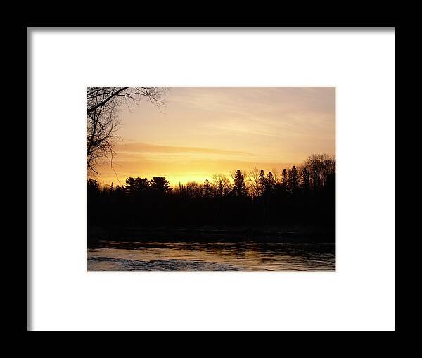 Clouds Framed Print featuring the photograph Mississippi river Orange Sky by Kent Lorentzen