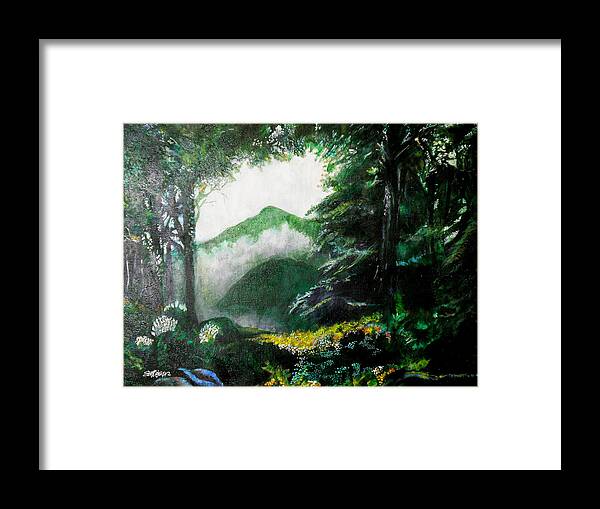 Mist On The Mountain Framed Print featuring the painting Mist on the Mountain by Seth Weaver