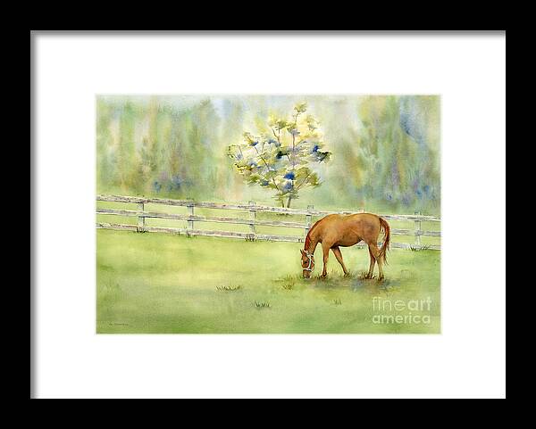 Horse Framed Print featuring the painting Misty Morning by Amy Kirkpatrick