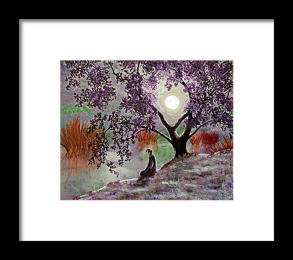  Original Framed Print featuring the painting Misty Morning Meditation by Laura Iverson