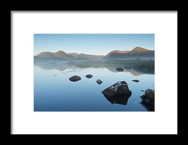Black Mount Framed Print featuring the photograph Misty Rannoch Moor by Stephen Taylor