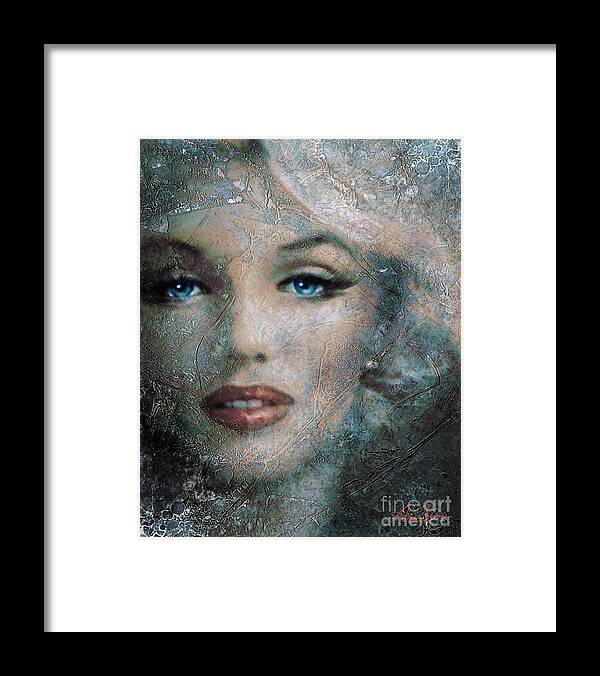 Marilyn Monroe Framed Print featuring the painting MM frozen by Angie Braun
