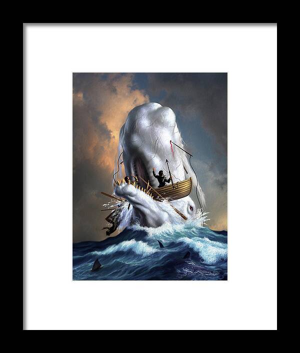 Moby Dick Framed Print featuring the digital art Moby Dick 1 by Jerry LoFaro