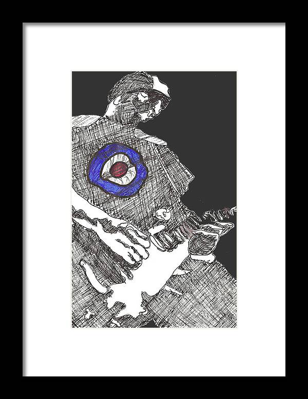  Acoustic Guitar Framed Print featuring the drawing Mod Target by David Fossaceca