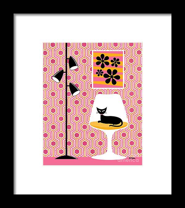 Mid Century Modern Framed Print featuring the digital art Mod Wallpaper in Pink by Donna Mibus