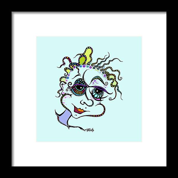 Color Added To Black And White Drawing Of Girl Framed Print featuring the digital art Modern Day Medusa by Tanielle Childers