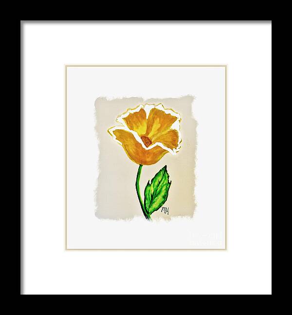 Painting Framed Print featuring the painting Modern Gold Flower by Marsha Heiken