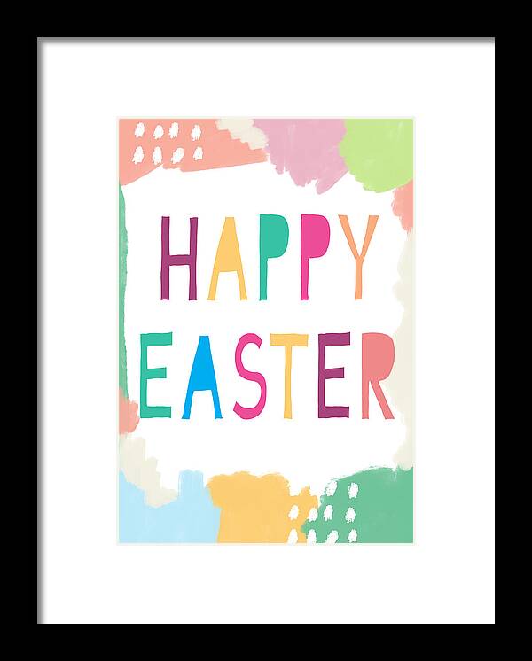 Spring Framed Print featuring the digital art Modern Happy Easter- Art by Linda Woods by Linda Woods