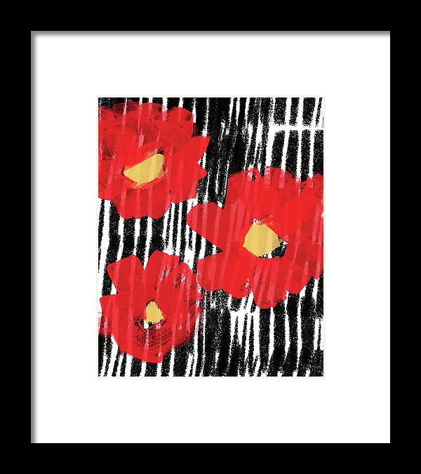 Modern Framed Print featuring the mixed media Modern Red Flowers- Art by Linda Woods by Linda Woods