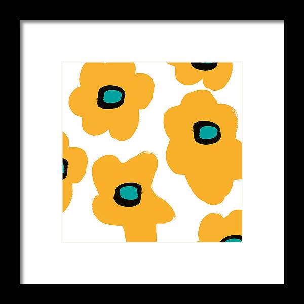 Modern Framed Print featuring the painting Modern Yellow Flowers- Art by Linda Woods by Linda Woods