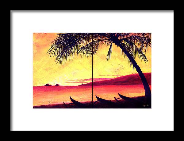 Light Framed Print featuring the painting Mokulua Sundown by Angela Treat Lyon