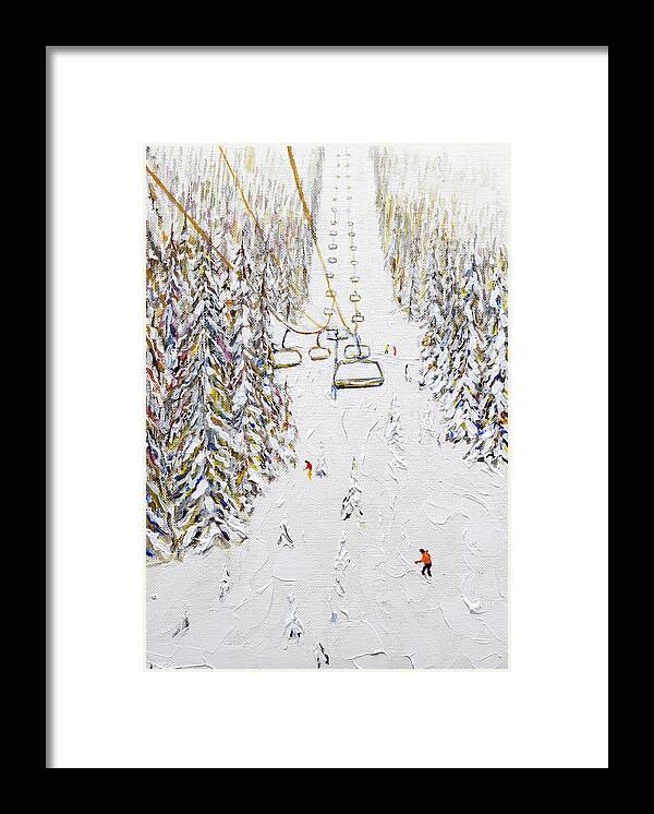 Grande Massiff Framed Print featuring the painting Small Painting of Molliets Chairlift Grand Massif. Do Not Enlarge Too Big by Pete Caswell