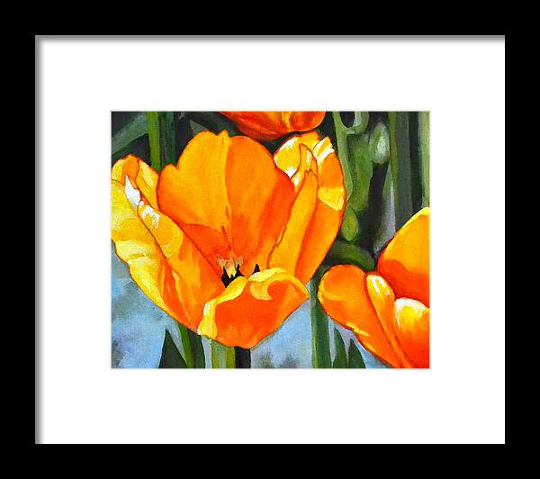 Tulips Framed Print featuring the painting Moment in the Sun 2 by Mary Chant