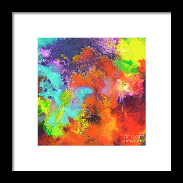 Abstract Framed Print featuring the painting Momentum, Canvas Three by Sally Trace