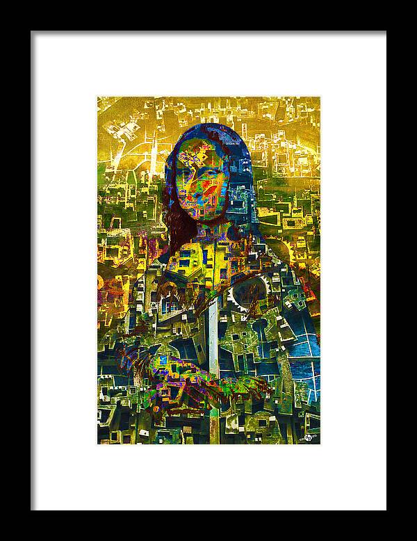 Mona Lisa Framed Print featuring the mixed media Mona by Tony Rubino