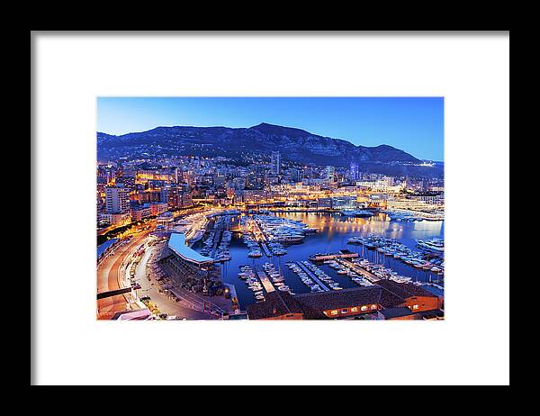 Monaco Framed Print featuring the photograph Monaco at Blue Hour Evening by Artur Bogacki