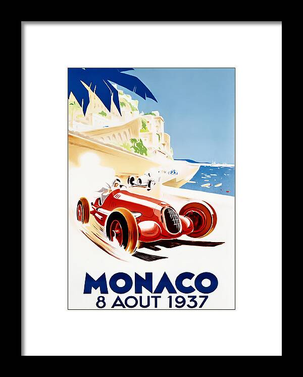 Monaco Grand Prix Framed Print featuring the digital art Monaco Grand Prix 1937 by Georgia Fowler