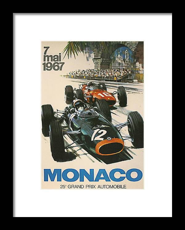Monaco Grand Prix Framed Print featuring the digital art Monaco Grand Prix 1967 by Georgia Fowler