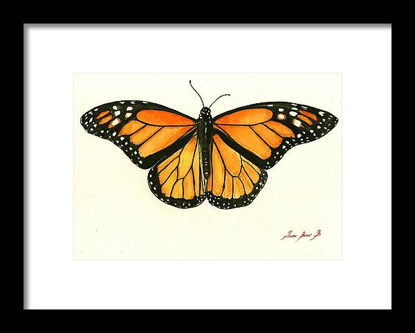  Monarch Butterfly Framed Print featuring the painting Monarch butterfly by Juan Bosco