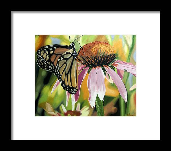 Butterfly Framed Print featuring the painting Monarch by Kenneth Young
