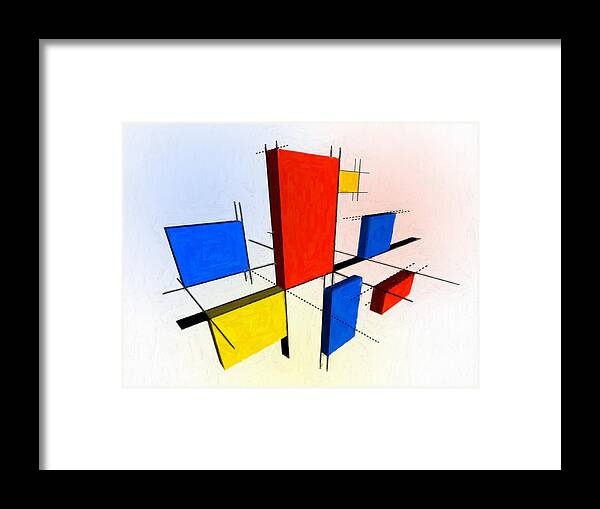 Mondrian Framed Print featuring the painting Mondrian 3D by Michael Tompsett
