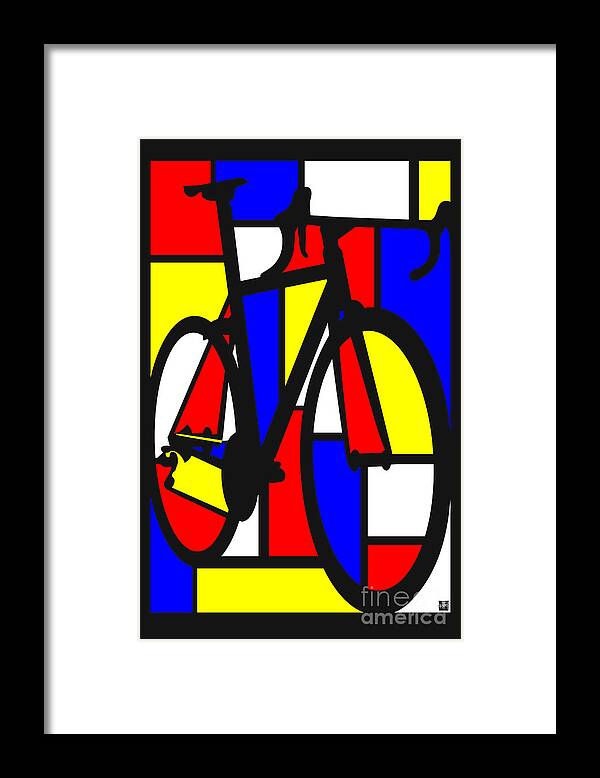 Bicycle Framed Print featuring the painting Mondrianesque Road bike by Sassan Filsoof