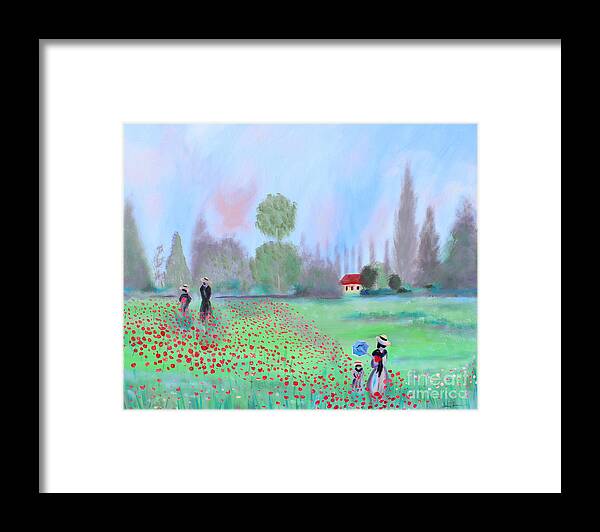 Monet Framed Print featuring the painting Monet's Field of Poppies by Stacey Zimmerman