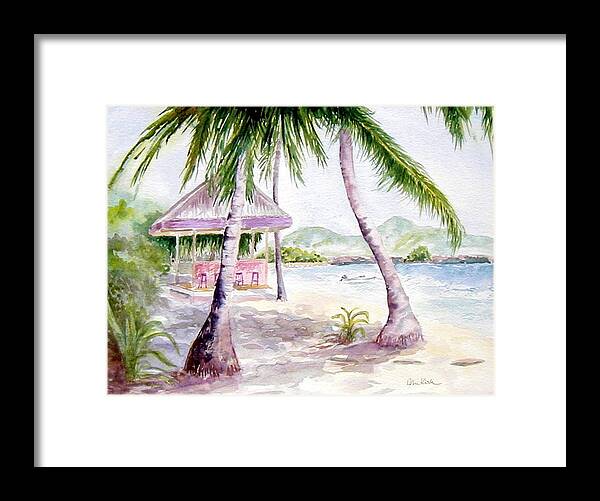 Beach Framed Print featuring the painting Mongoose Beach Bar by Diane Kirk