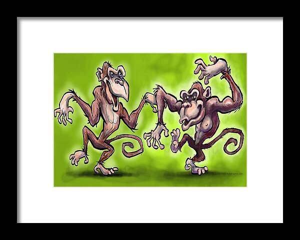 Monkey Framed Print featuring the painting Monkey Dance by Kevin Middleton