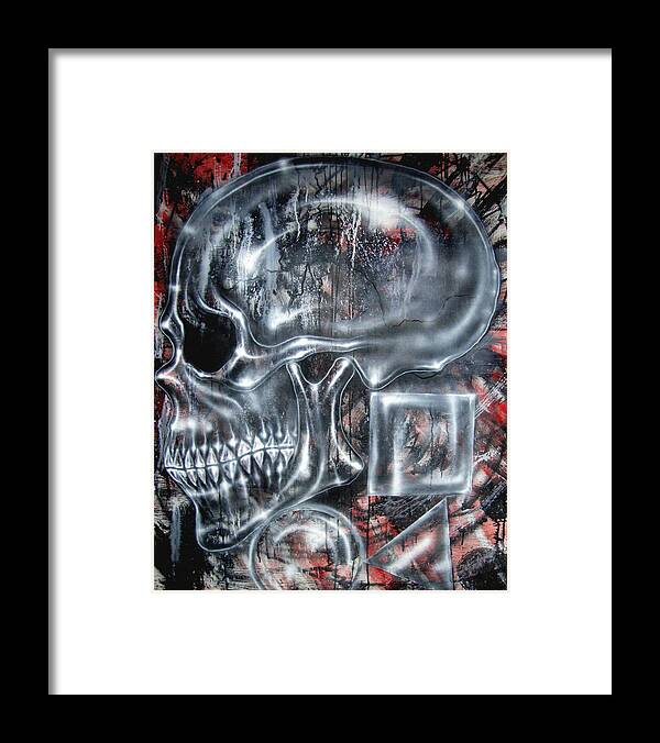 Skull Framed Print featuring the painting Monkey Man Does Math by Leigh Odom