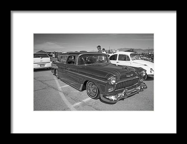 1955 Chevy Wagon Framed Print featuring the photograph Monochrome 55 by Darrell Foster