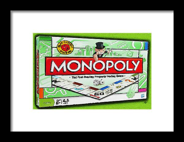 Monopoly Framed Print featuring the painting Monopoly Board Game Painting by Tony Rubino