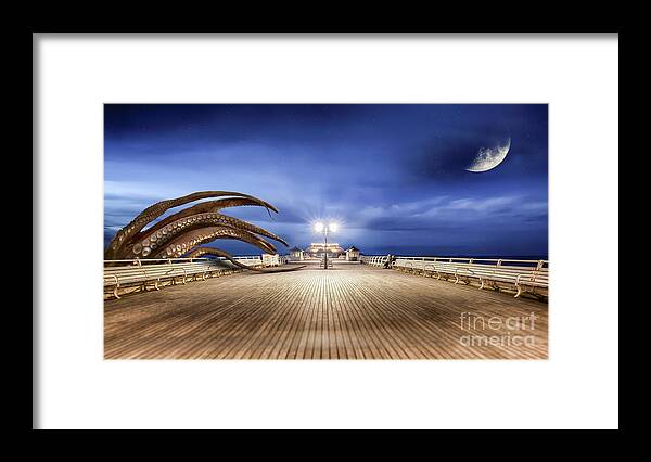 Cromer Framed Print featuring the photograph Cromer pier Norfolk monster attack by Simon Bratt
