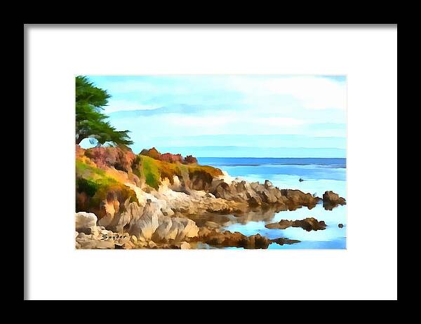 Iceplant Along The Monterey Shore Framed Print featuring the photograph Monterey Coastline Watercolor by Floyd Snyder