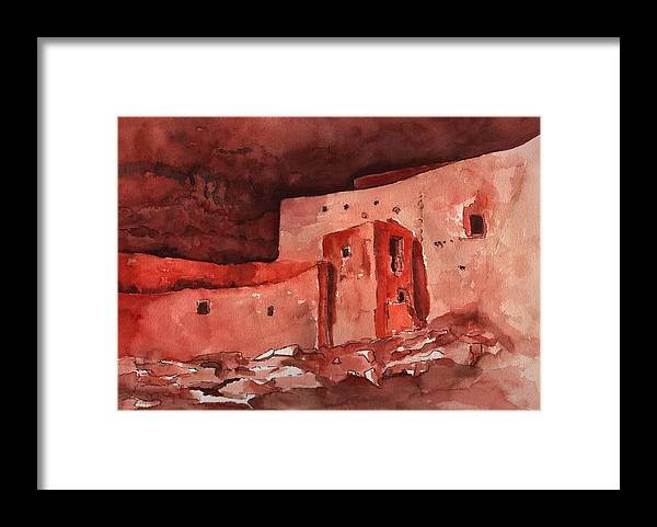 Cliff Dwellers Framed Print featuring the painting Montezuma's Castle by Sharon Mick