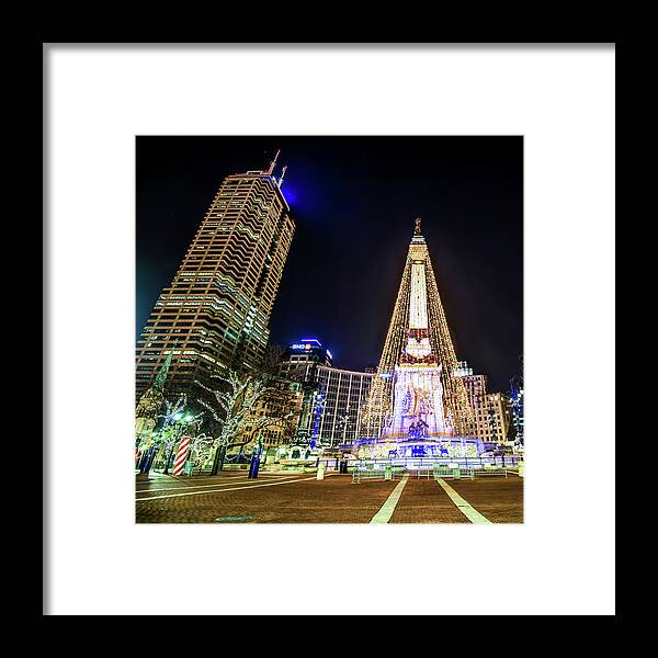 Indianapolis Framed Print featuring the photograph Monument Circle At Christmas - Color by Gregory Ballos