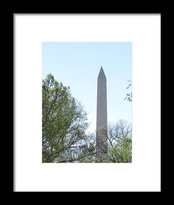 Washington Monument Framed Print featuring the photograph Monument in the trees by Aaron Martens