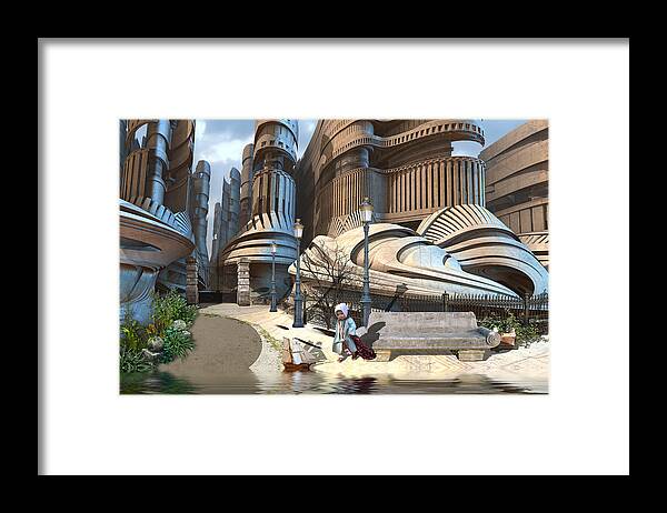 Water Framed Print featuring the digital art Monument Park by Hal Tenny