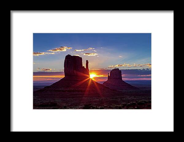 America Framed Print featuring the photograph Monument Valley Sunrise by Teri Virbickis