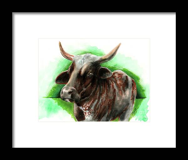 Cow Framed Print featuring the drawing Moo 2 by Samantha Strong