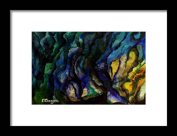 Acrylic Painting Framed Print featuring the painting Moody Bleu by Esperanza Creeger