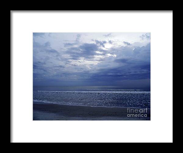 Sunrise Framed Print featuring the photograph Moody Blue Beach by D Hackett