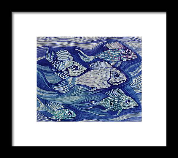 Adria Trail Framed Print featuring the painting Moody Fish by Adria Trail