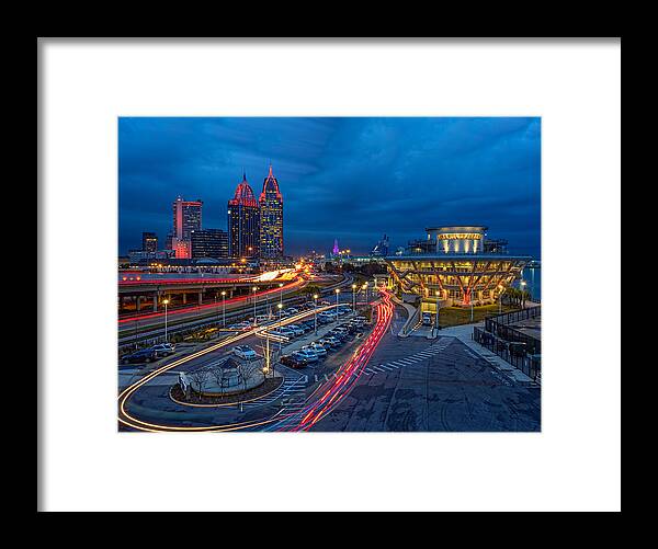 Alabama Framed Print featuring the photograph Moody Night in the Port City by Brad Boland