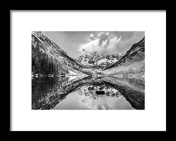 American Landscape Framed Print featuring the photograph Moody Skies Over the Maroon Bells by Gregory Ballos
