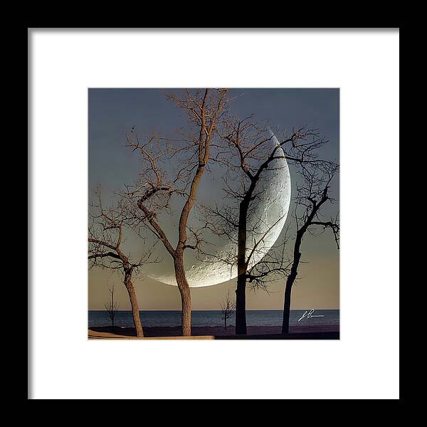 Moon Framed Print featuring the photograph Moon and Trees by Jackson Pearson