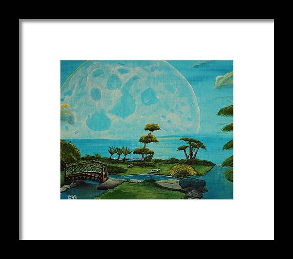 Moon Framed Print featuring the painting Moon Garden by David Bigelow