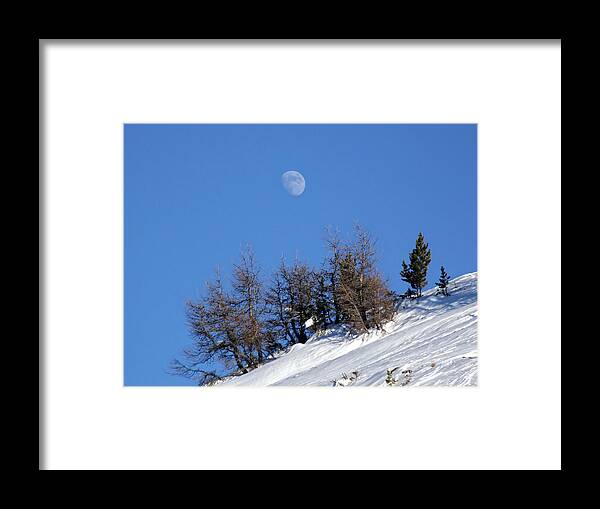 Moon Framed Print featuring the photograph Moon in the Mountains by Hartmut Knisel