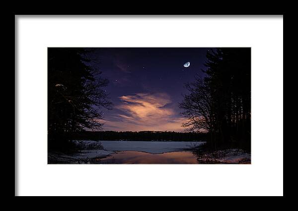 Moon Framed Print featuring the photograph Moon Lake by Robert McKay Jones